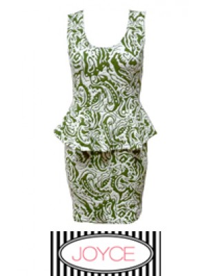 JOY001*JOYCE Embossed Dress (Green-Size L)